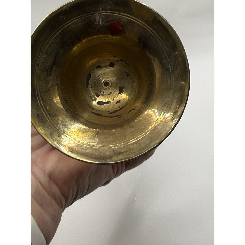 Vintage Brass Fluted Pedestal Bud Vase India 11” Tall Beautiful‎ Patina - Picture 9 of 10